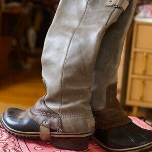 Sorel Slimpack Tall Equestrian Riding Boots Size 8 (US) Grey & Brown